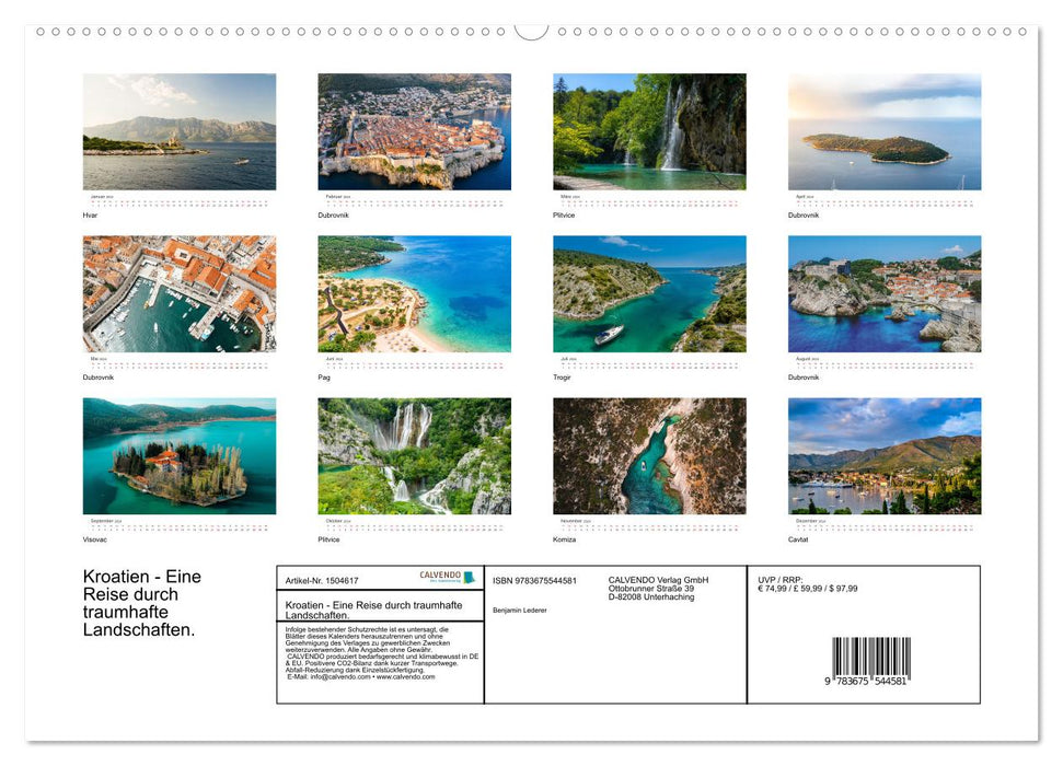 Croatie - Un voyage à travers de magnifiques paysages. (Calendrier mural CALVENDO Premium 2024) 