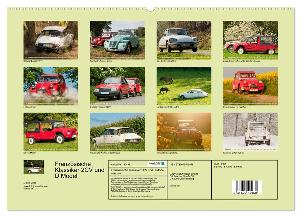 Französische Klassiker - 2CV und D Modell Oldtimer (CALVENDO Wandkalender 2024)
