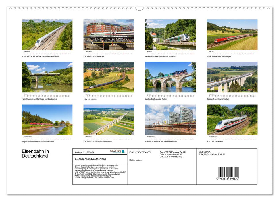 Eisenbahn in Deutschland (CALVENDO Premium Wandkalender 2024)