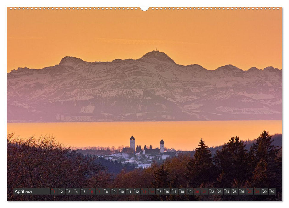 Vues alpines lointaines depuis le sud-ouest de l'Alb et le Haut Danube (Calendrier mural CALVENDO Premium 2024) 