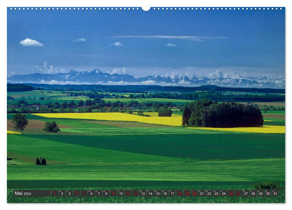 Vues alpines lointaines depuis le sud-ouest de l'Alb et le Haut Danube (Calendrier mural CALVENDO Premium 2024) 