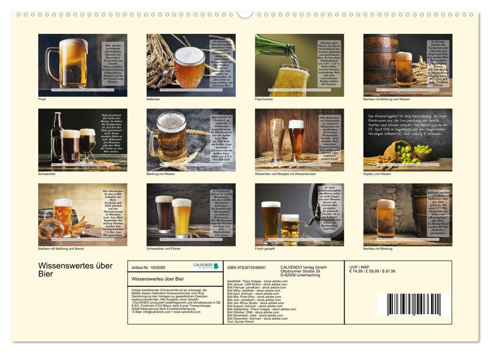 Wissenswertes über Bier (CALVENDO Premium Wandkalender 2024)