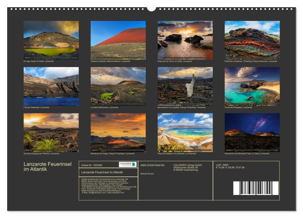 Lanzarote Fire Island dans l'Atlantique (Calvendo Premium Wall Calendar 2024) 