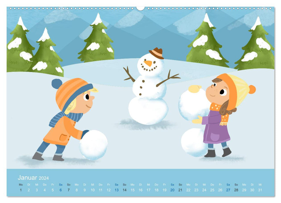 KINDERLACHEN - Fröhlich durch das Jahr - Ein Kinderkalender (CALVENDO Premium Wandkalender 2024)