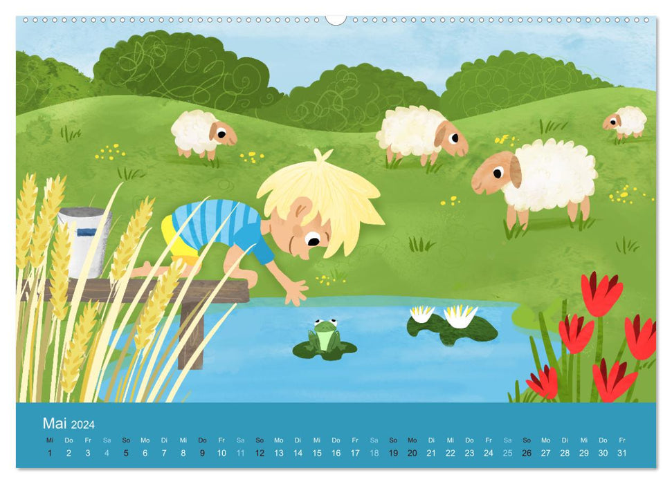 KINDERLACHEN - Fröhlich durch das Jahr - Ein Kinderkalender (CALVENDO Premium Wandkalender 2024)