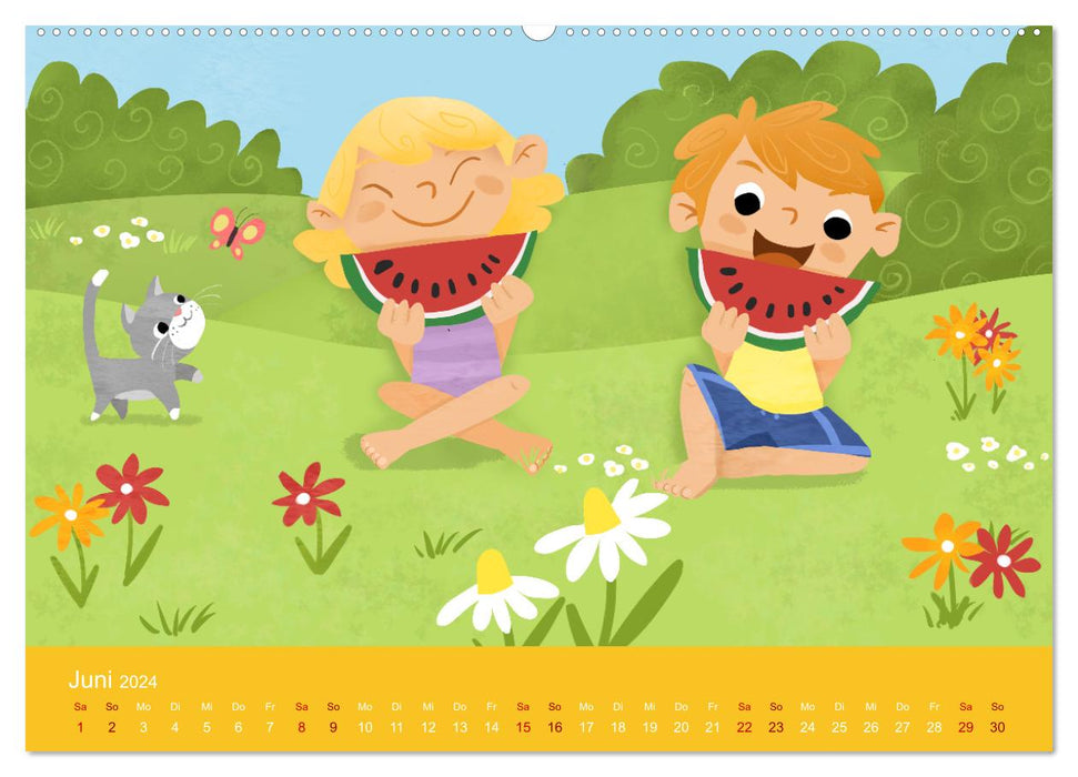 RIRE DES ENFANTS - Heureux tout au long de l'année - Un calendrier pour enfants (Calendrier mural CALVENDO Premium 2024) 