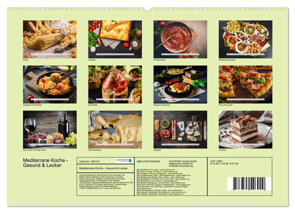 Cuisine méditerranéenne – Saine et savoureuse (Calvendo Premium Wall Calendar 2024) 