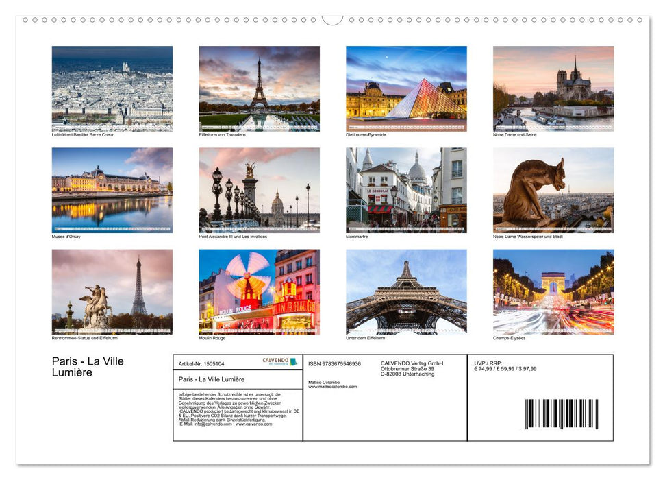 Paris - La Ville Lumière (CALVENDO Premium Wandkalender 2024)