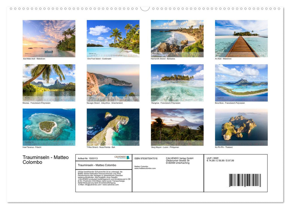 Îles de rêve - Matteo Colombo (Calvendo Premium Calendrier mural 2024) 