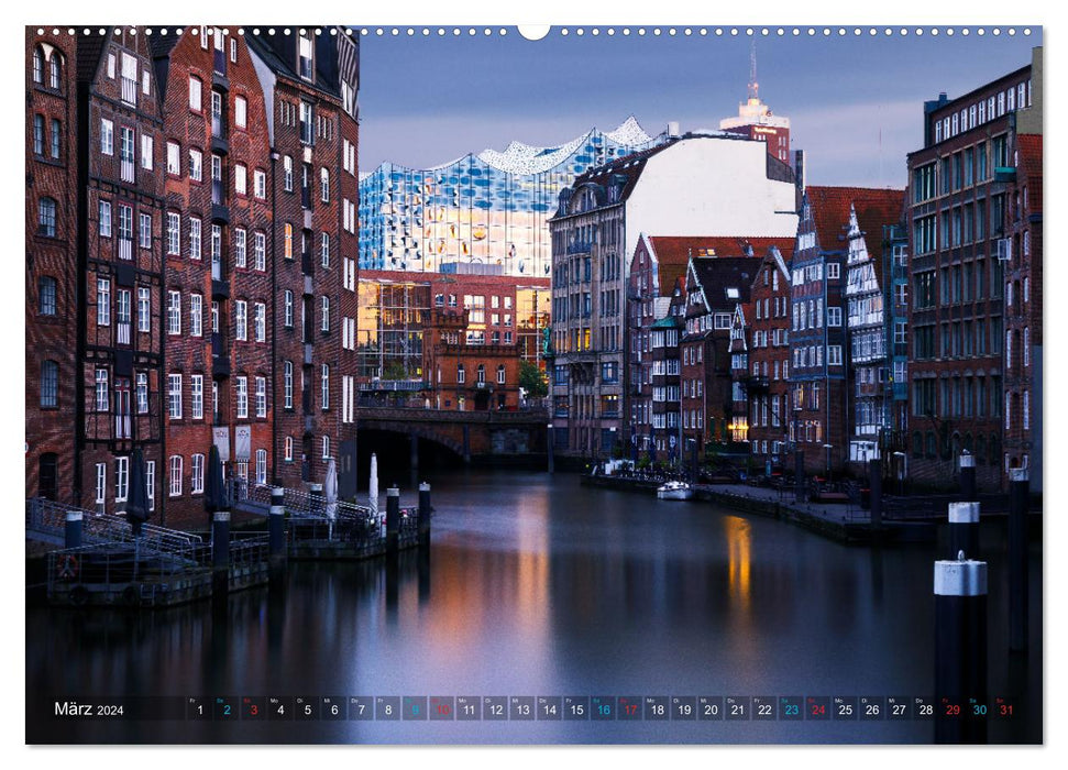 Architecture et paysage urbain de Hambourg (Calvendo Premium Wall Calendar 2024) 