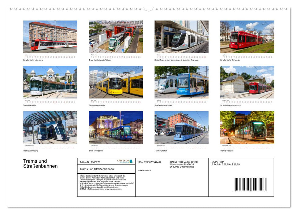 Tramways et tramways (Calendrier mural CALVENDO Premium 2024) 