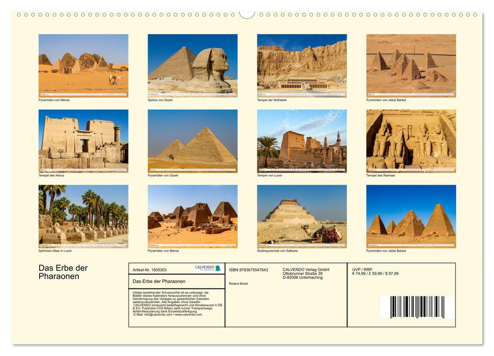 L'héritage des pharaons (Calvendo Premium Wall Calendar 2024) 