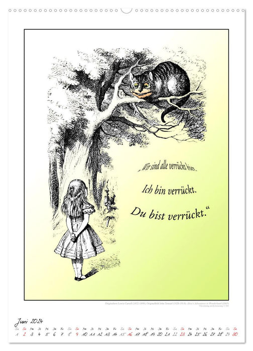 Alice im Wunderland - Weltliteraturkalender (CALVENDO Premium Wandkalender 2024)