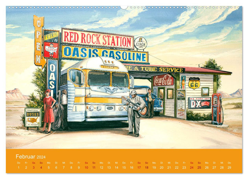Route US 66 Momente Gemälde von Georg Huber (CALVENDO Premium Wandkalender 2024)