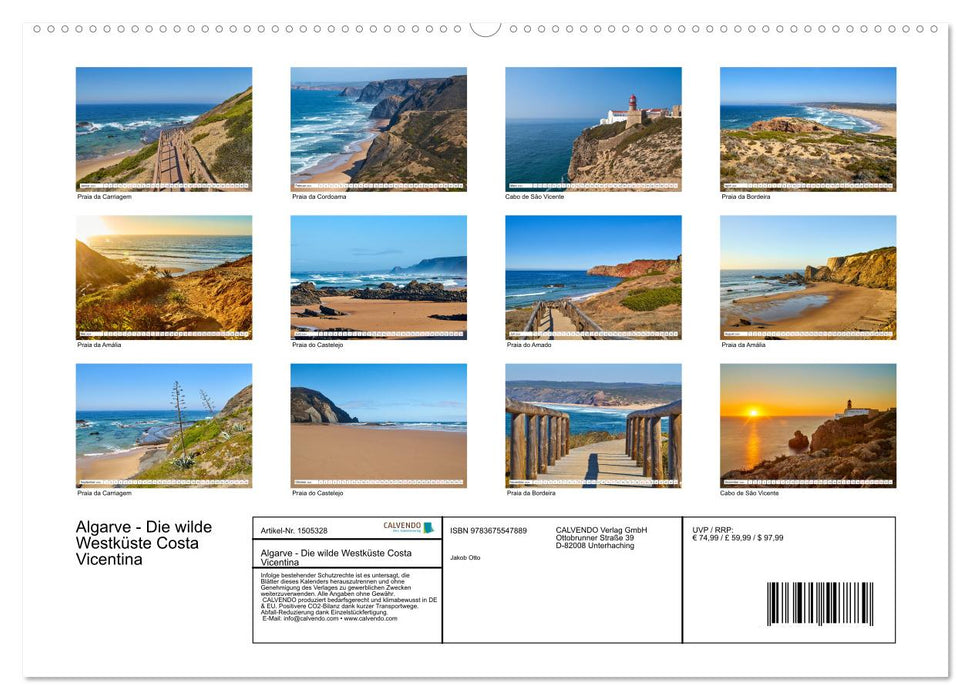 Algarve - La côte ouest sauvage de la Costa Vicentina (Calendrier mural CALVENDO Premium 2024) 