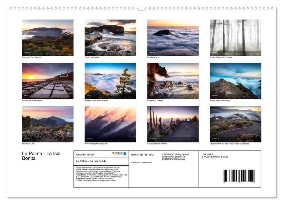 La Palma – La Isla Bonita (Calvendo Premium Calendrier mural 2024) 