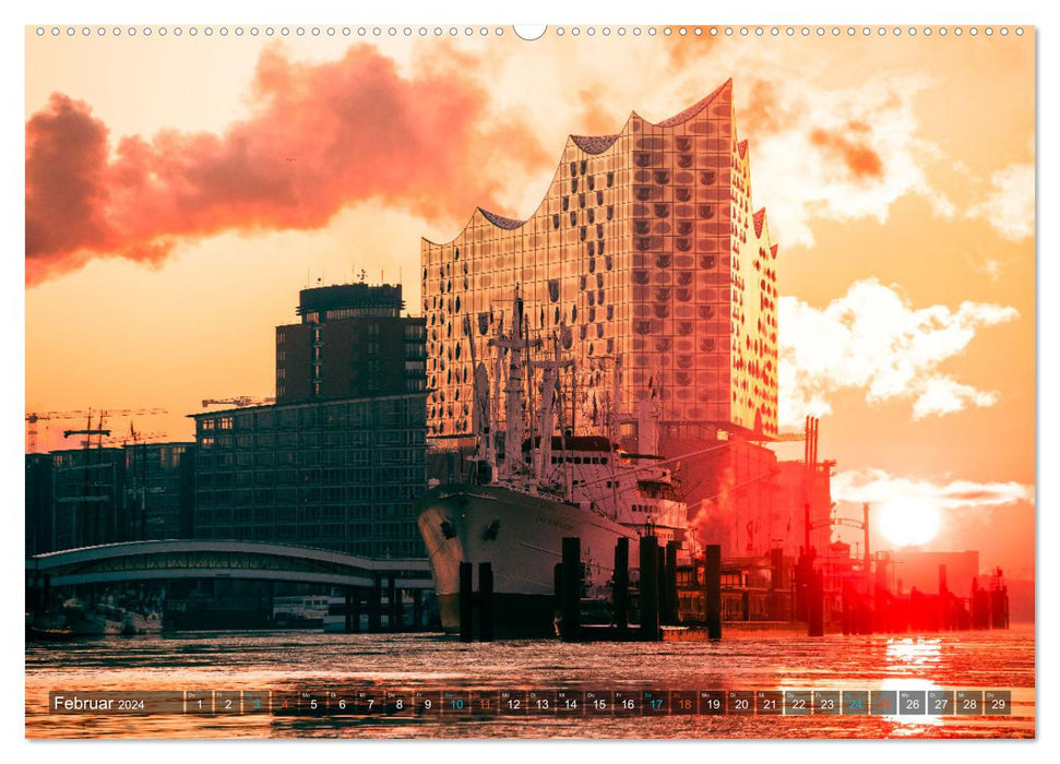 Architecture et paysage urbain de Hambourg (calendrier mural CALVENDO 2024) 