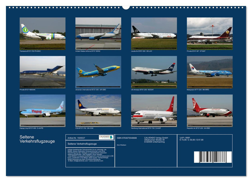 Seltene Verkehrsflugzeuge (CALVENDO Premium Wandkalender 2024)