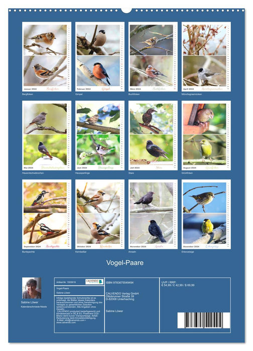 Vogel-Paare (CALVENDO Wandkalender 2024)