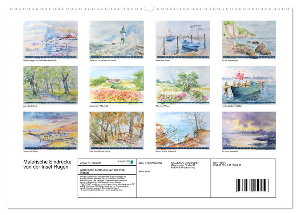 Rügen Impressionen in Aquarell (CALVENDO Wandkalender 2024)