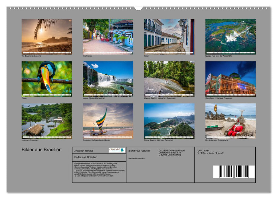 Bilder aus Brasilien (CALVENDO Premium Wandkalender 2024)