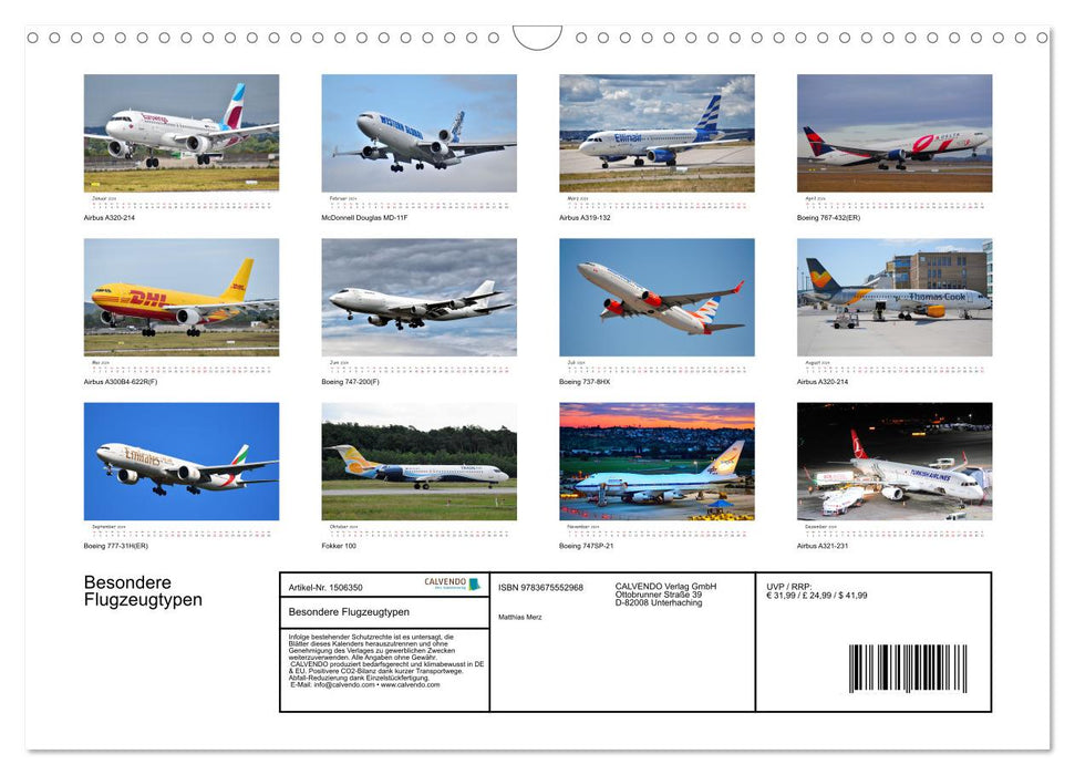 Besondere Flugzeugtypen (CALVENDO Wandkalender 2024)