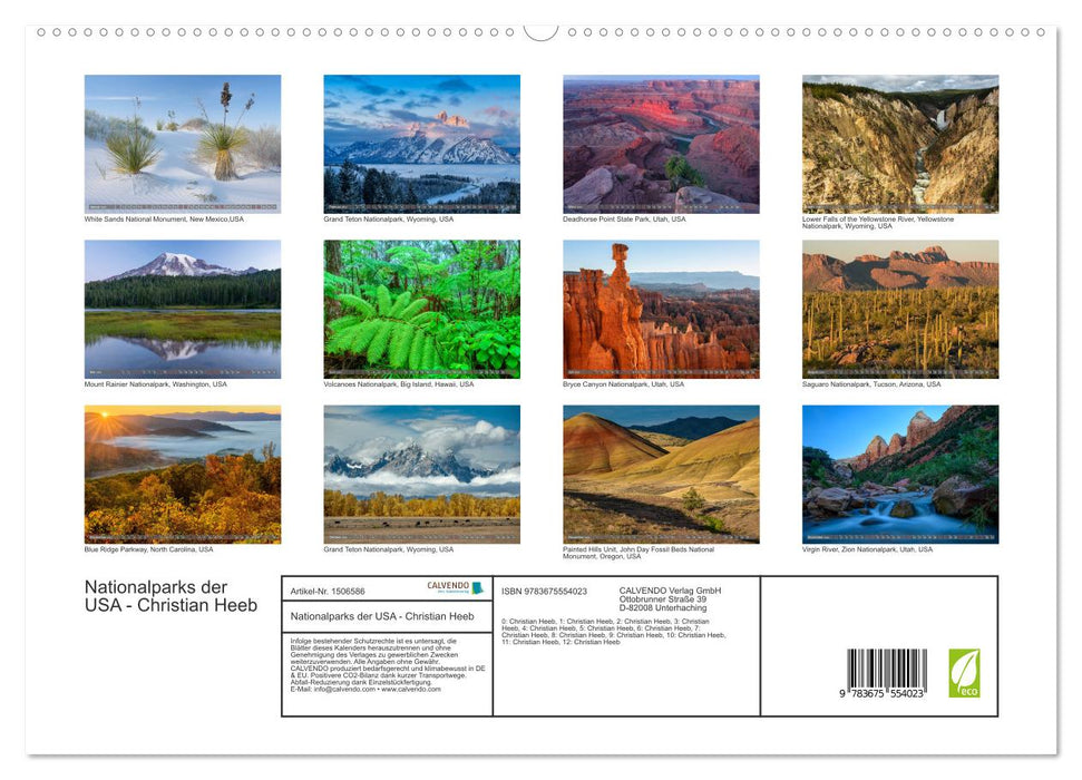 Nationalparks der USA (CALVENDO Premium Wandkalender 2024)