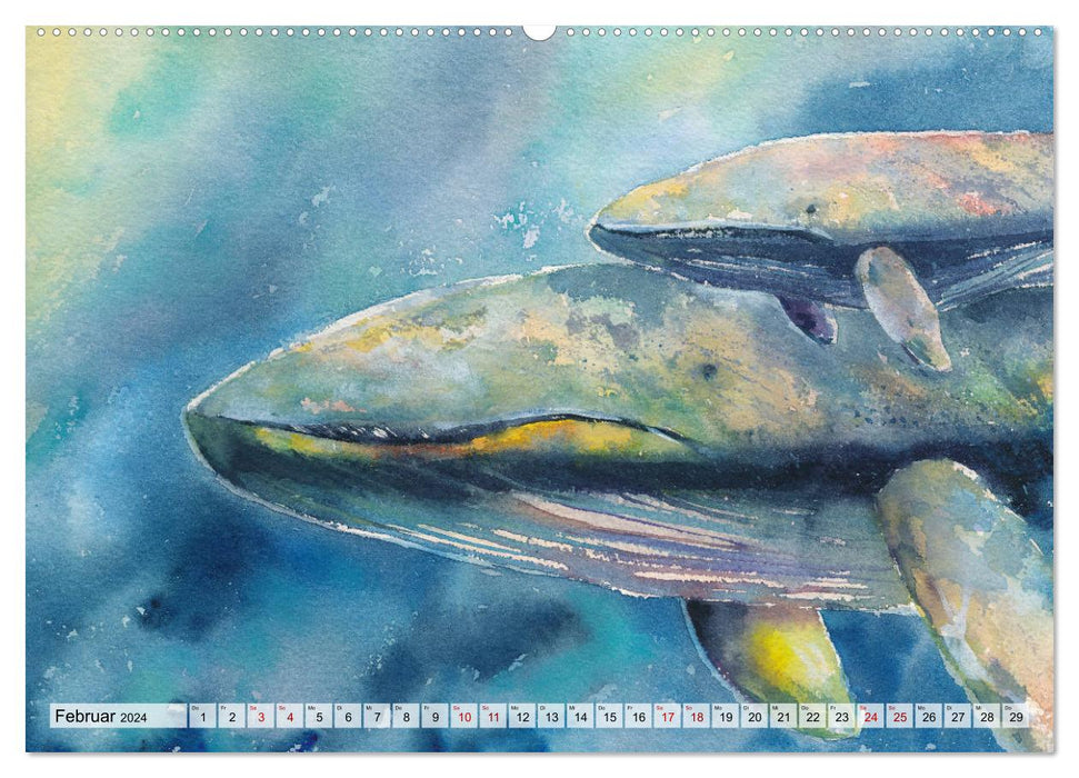 Die Meereswelt in Aquarell (CALVENDO Premium Wandkalender 2024)