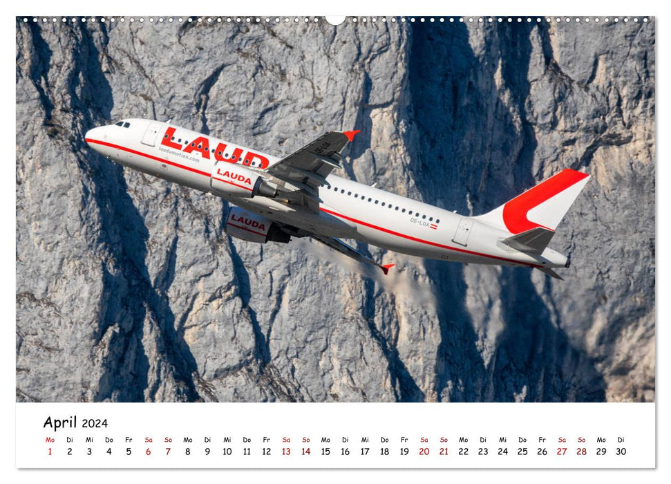 Flugzeuge in beeindruckender Kulisse (CALVENDO Premium Wandkalender 2024)