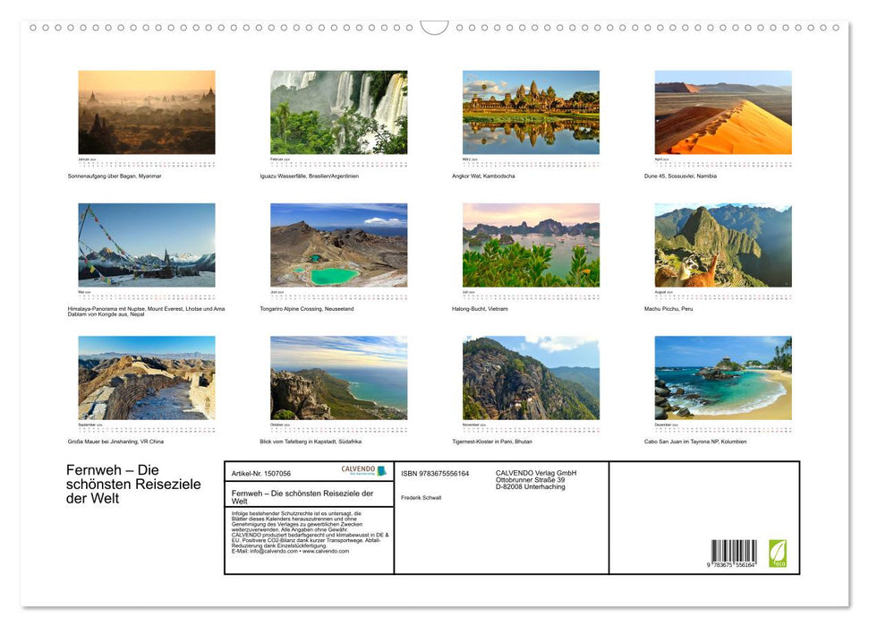 Wanderlust - The most beautiful travel destinations in the world (CALVENDO wall calendar 2024) 