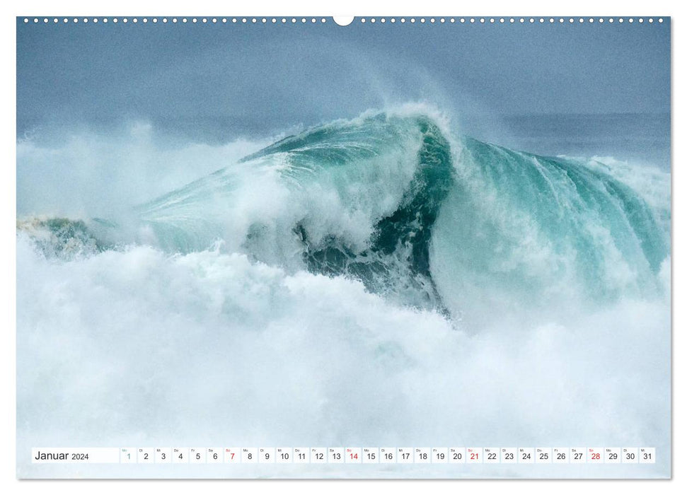 MOUNTAINS OF WATER - The giant waves of Nazaré (CALVENDO Premium Wall Calendar 2024) 