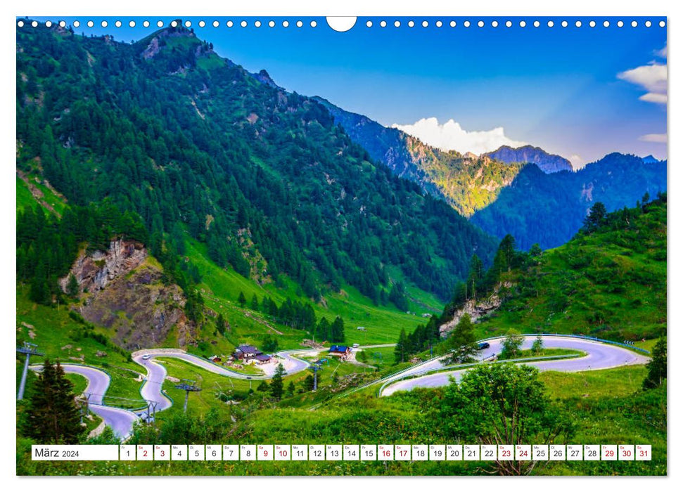 ALPENPÄSSE Österreich - Schweiz - Italien (CALVENDO Wandkalender 2024)