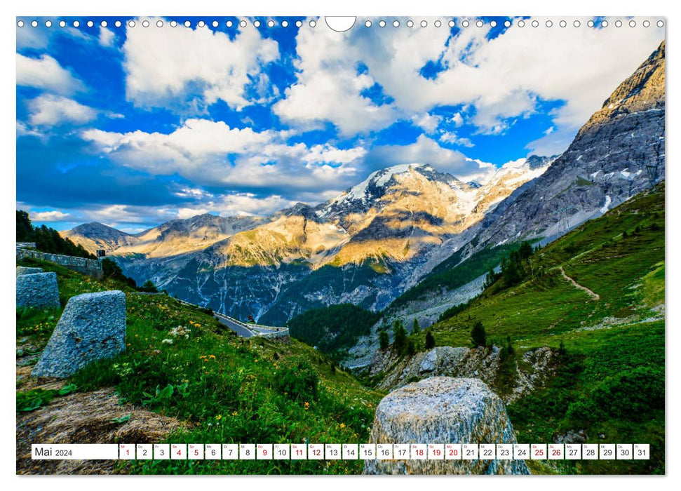 ALPENPÄSSE Österreich - Schweiz - Italien (CALVENDO Wandkalender 2024)