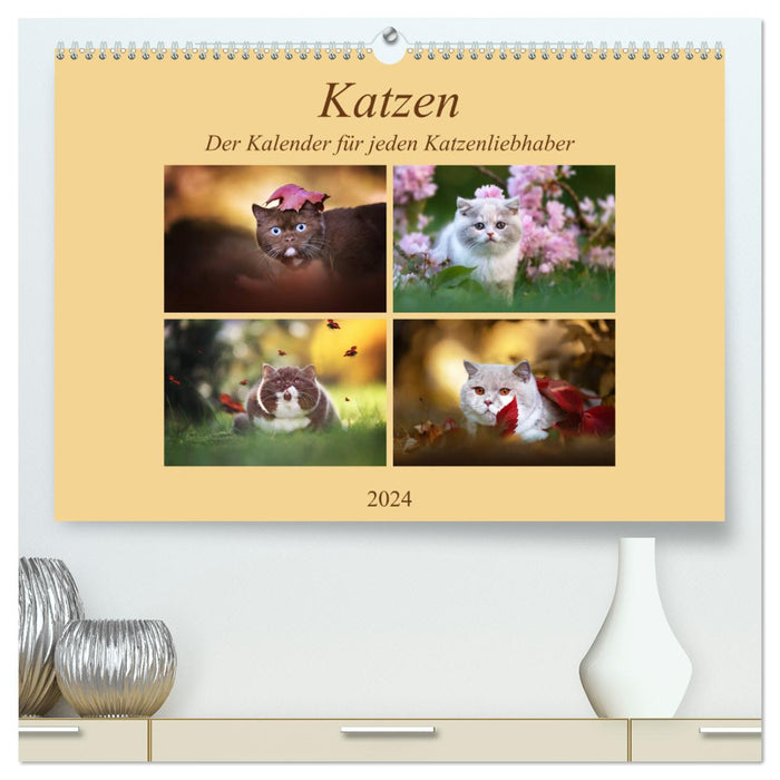 Katzen - Der Kalender für jeden Katzenliebhaber (CALVENDO Premium Wandkalender 2024)