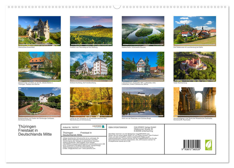 Thüringen Freistaat in Deutschlands Mitte (CALVENDO Premium Wandkalender 2024)