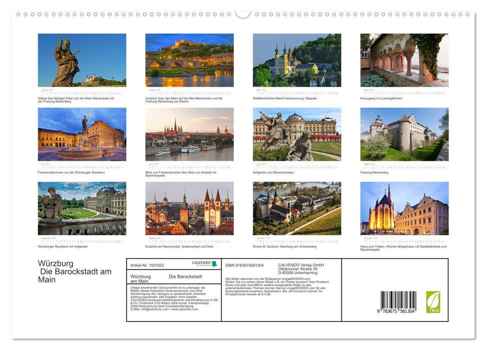 Würzburg Die Barockstadt am Main (CALVENDO Premium Wandkalender 2024)