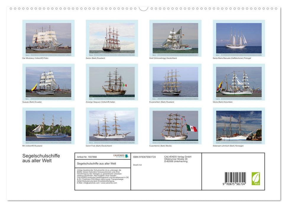 Segelschulschiffe aus aller Welt (CALVENDO Premium Wandkalender 2024)
