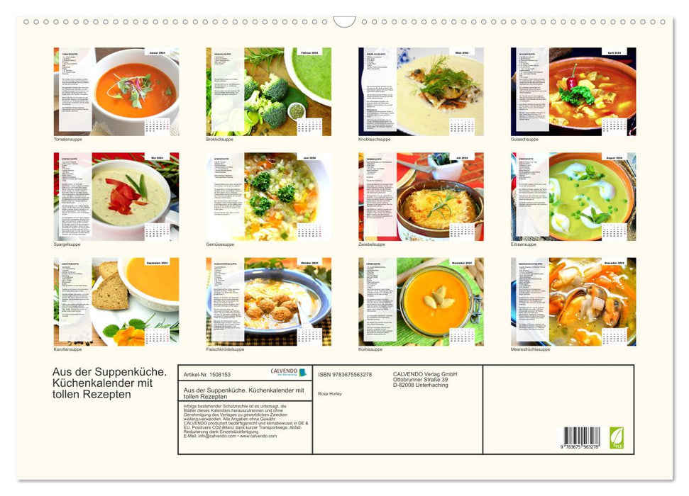 De la soupe populaire. Calendrier de cuisine avec de superbes recettes (calendrier mural CALVENDO 2024) 