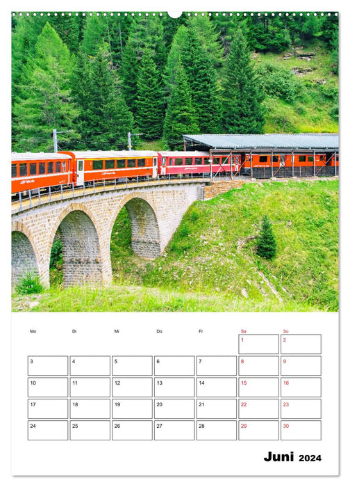 Chemins de fer rhétiques - une expérience ferroviaire prometteuse (calendrier mural CALVENDO 2024) 