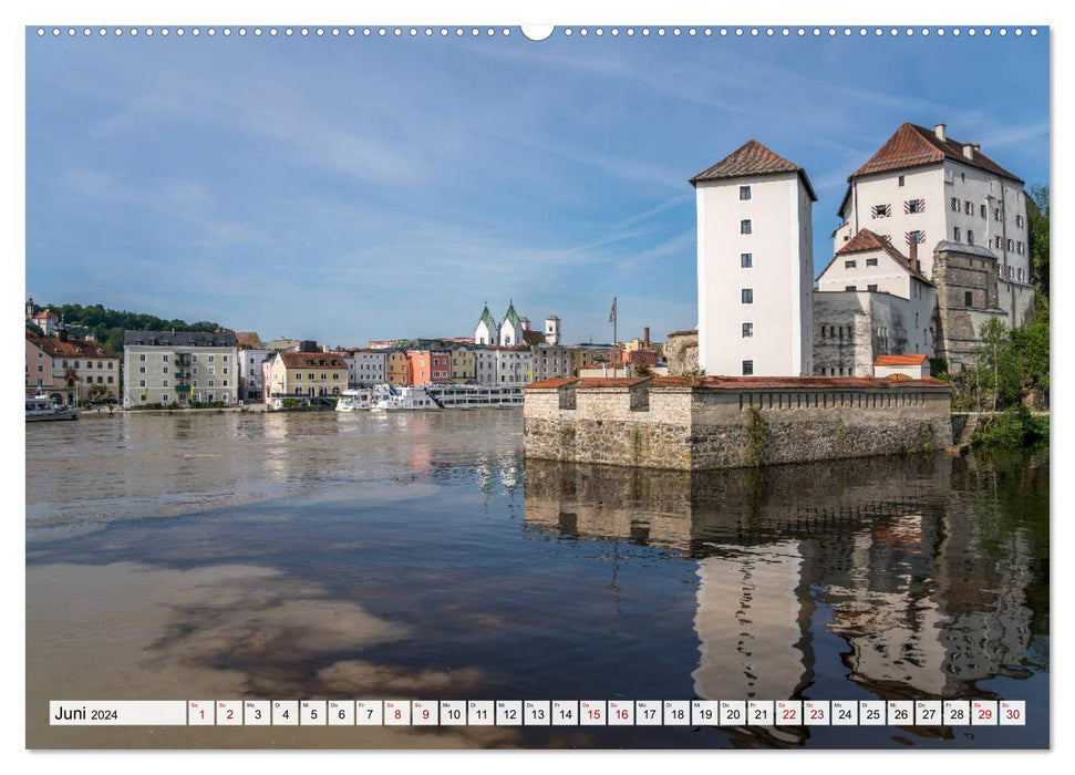 Drei Flüsse Stadt Passau (CALVENDO Wandkalender 2024)
