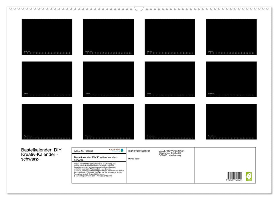 Calendrier artisanal : calendrier créatif DIY -noir- (calendrier mural CALVENDO 2024) 