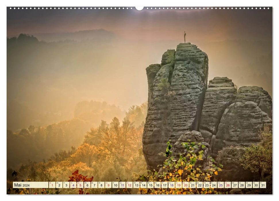 Montagnes de grès de l'Elbe - un voyage à travers la belle Suisse saxonne (calendrier mural CALVENDO 2024) 