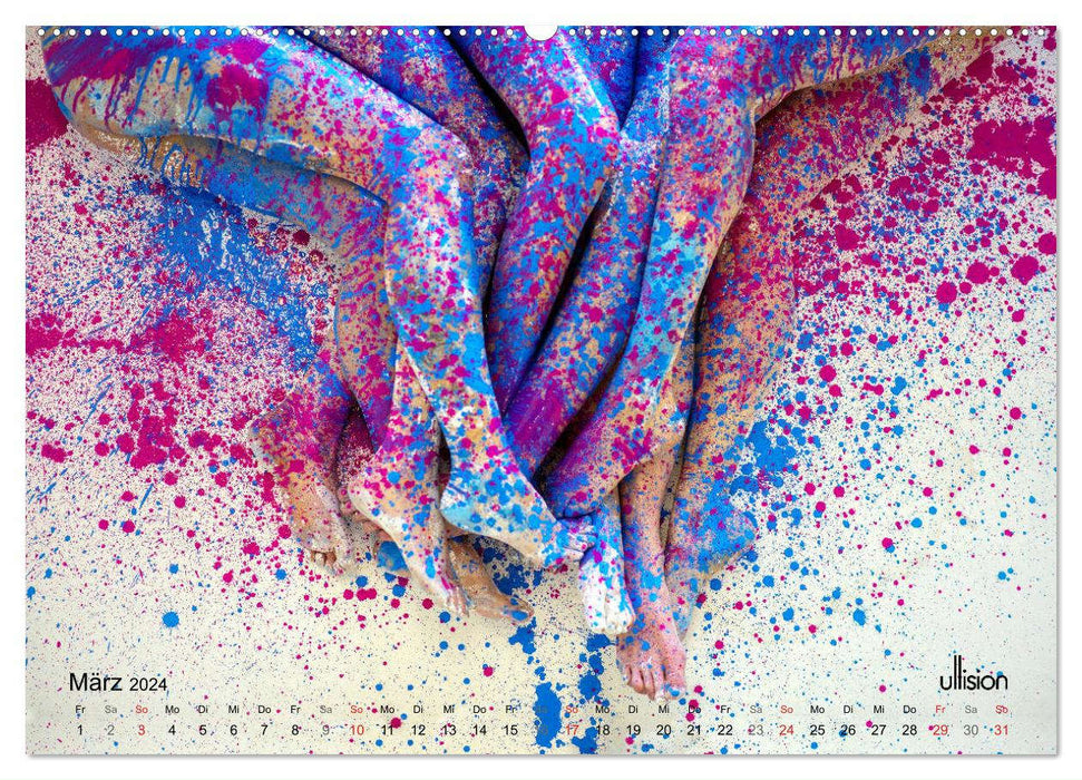 FARBSPIELE - Akt im Feuerwerk der Farben (CALVENDO Premium Wandkalender 2024)
