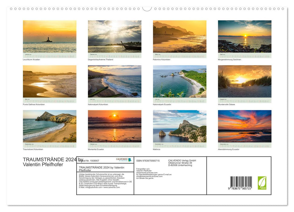 Calendar Dream Beaches 2024 (CALVENDO Premium Wall Calendar 2024) 