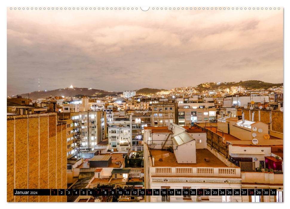 Barcelona - Above the roofs of Catalonia (CALVENDO Premium Wall Calendar 2024) 