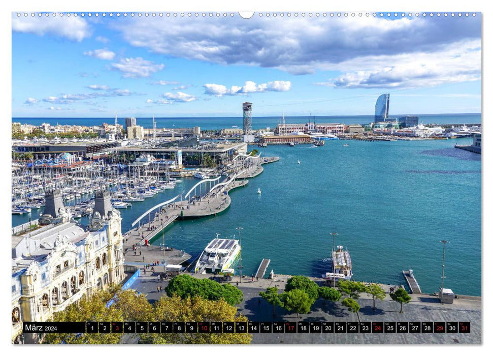 Barcelona - Above the roofs of Catalonia (CALVENDO Premium Wall Calendar 2024) 