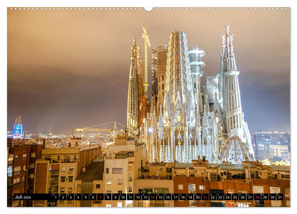 Barcelona - Above the roofs of Catalonia (CALVENDO Premium Wall Calendar 2024) 