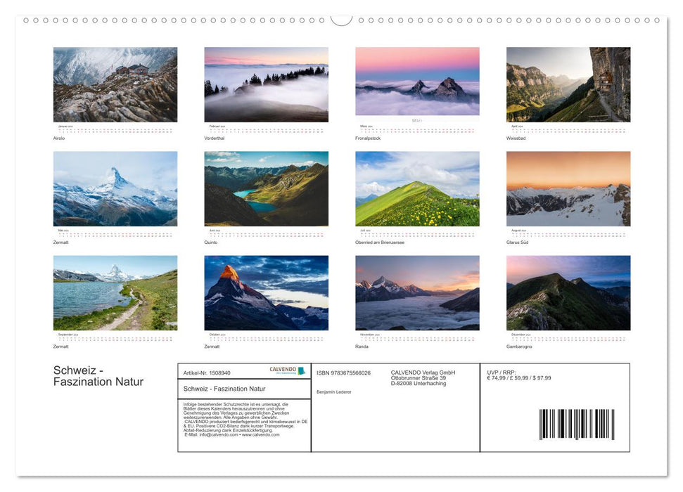 Switzerland - Fascination with Nature (CALVENDO Premium Wall Calendar 2024) 