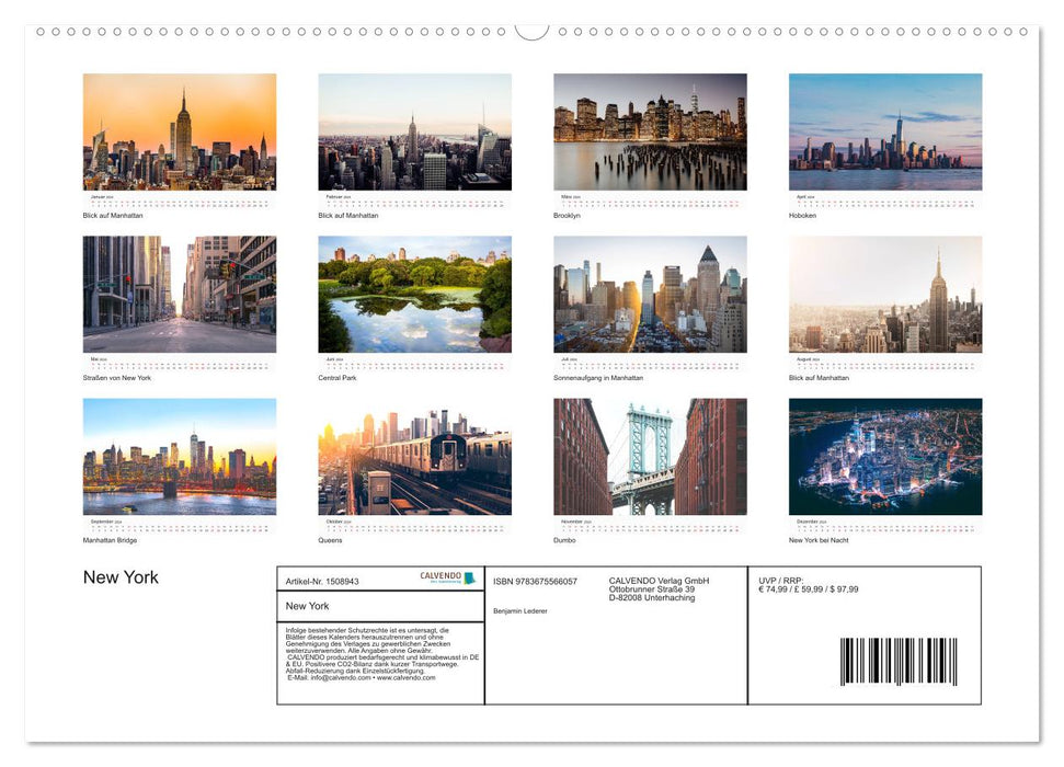 Traumstadt New York (CALVENDO Premium Wandkalender 2024)