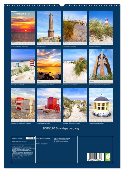 Borkum Strandspaziergang (CALVENDO Premium Wandkalender 2024)